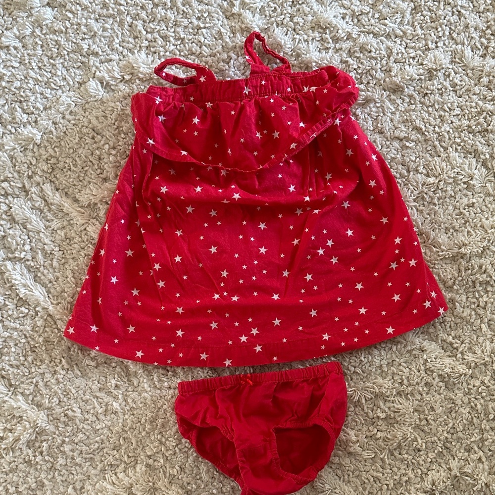 GAP Red Starry Dress with diaper cover